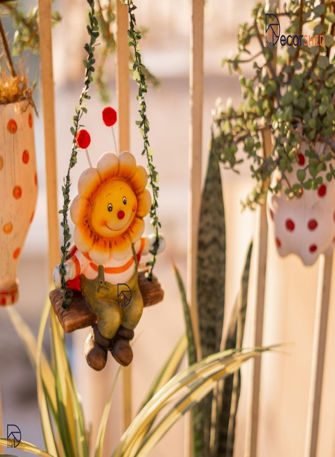 The Decorshed زينة ديكورشيد على شكل نحلة مصنوعة من الراتنج، أرجوحة إبداعية لطيفة للحديقة الخارجية والفناء والشرفة، 15 سم × 14 سم، متعددة الألوان - Image 2